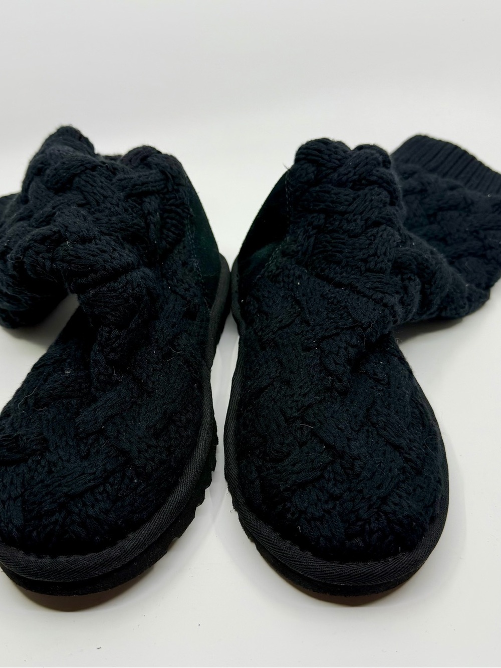 UGG Mahalya Knit Boots Black Tall Wool Lace Up Back NWOT Cozy